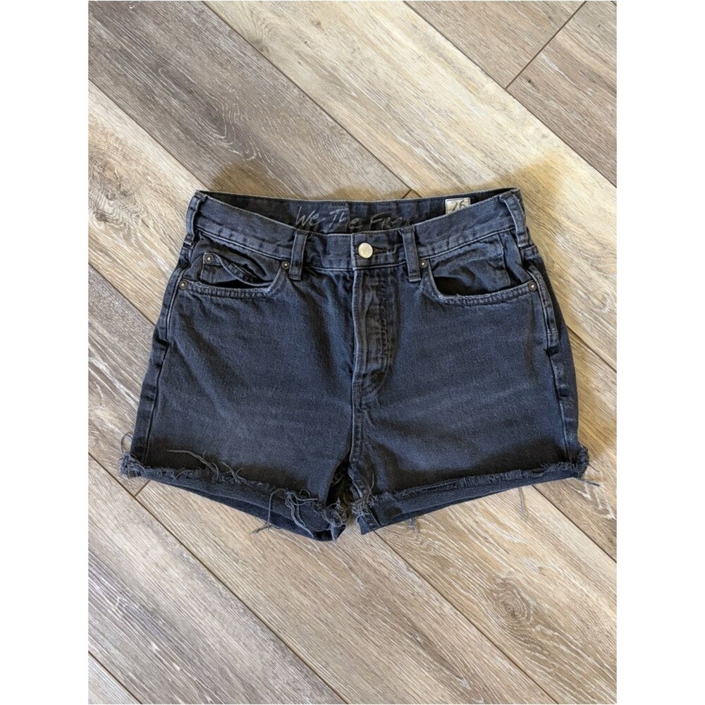 Free People Women's Black Washed Denim Cutoff Shorts Size 26